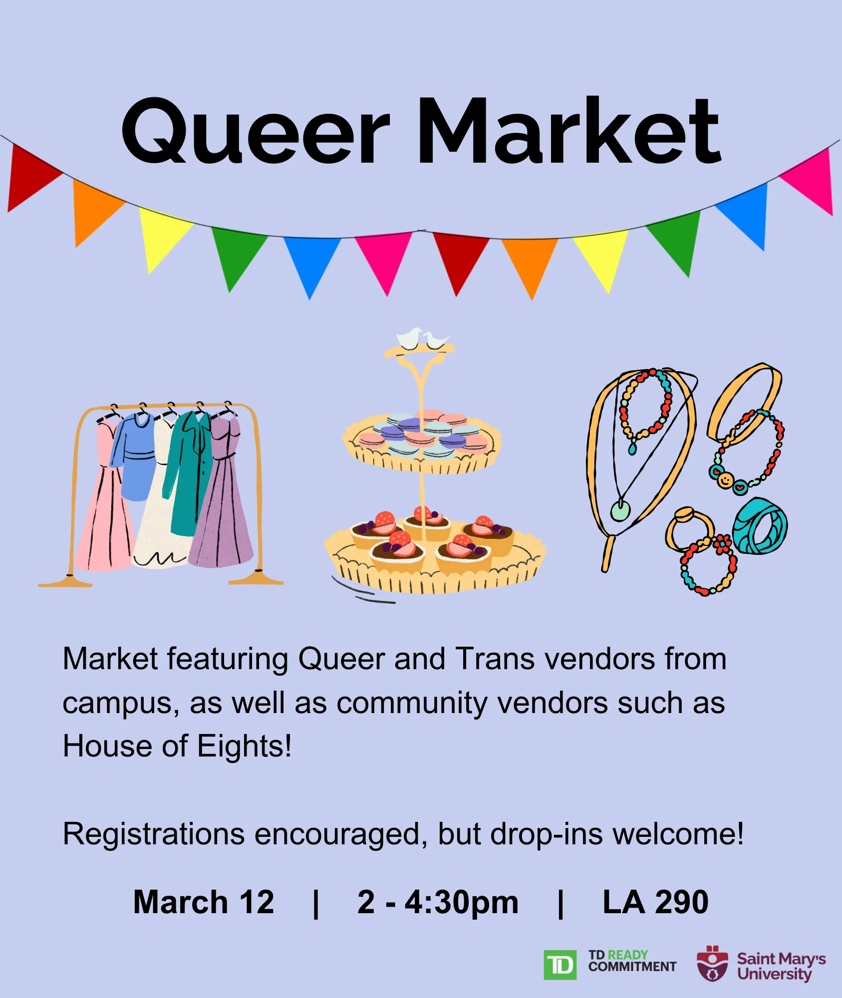 Queer market event with vendors and crafts.