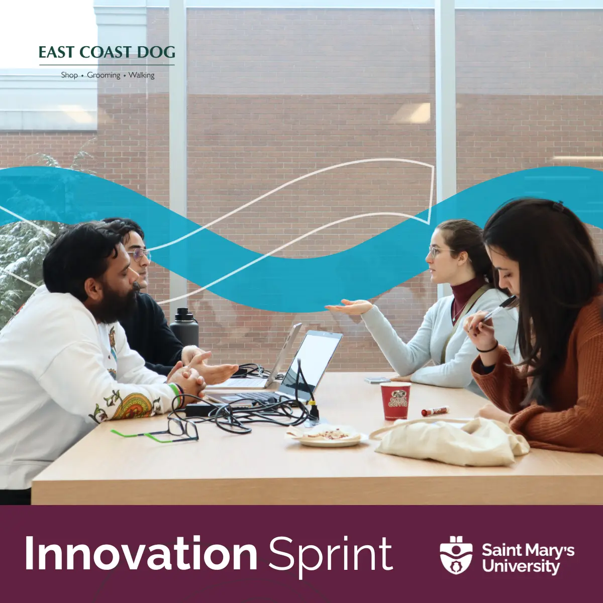 Students collaborating at Saint Mary's University Innovation Sprint.