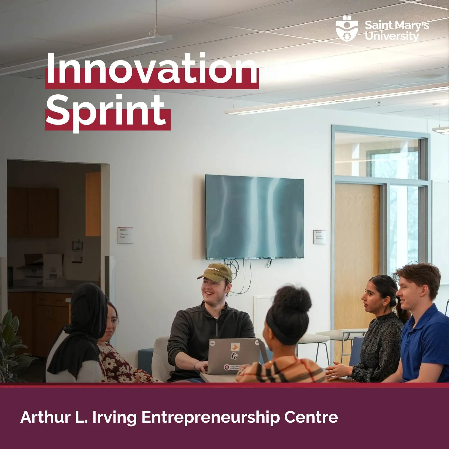 Group discussing at Innovation Sprint event