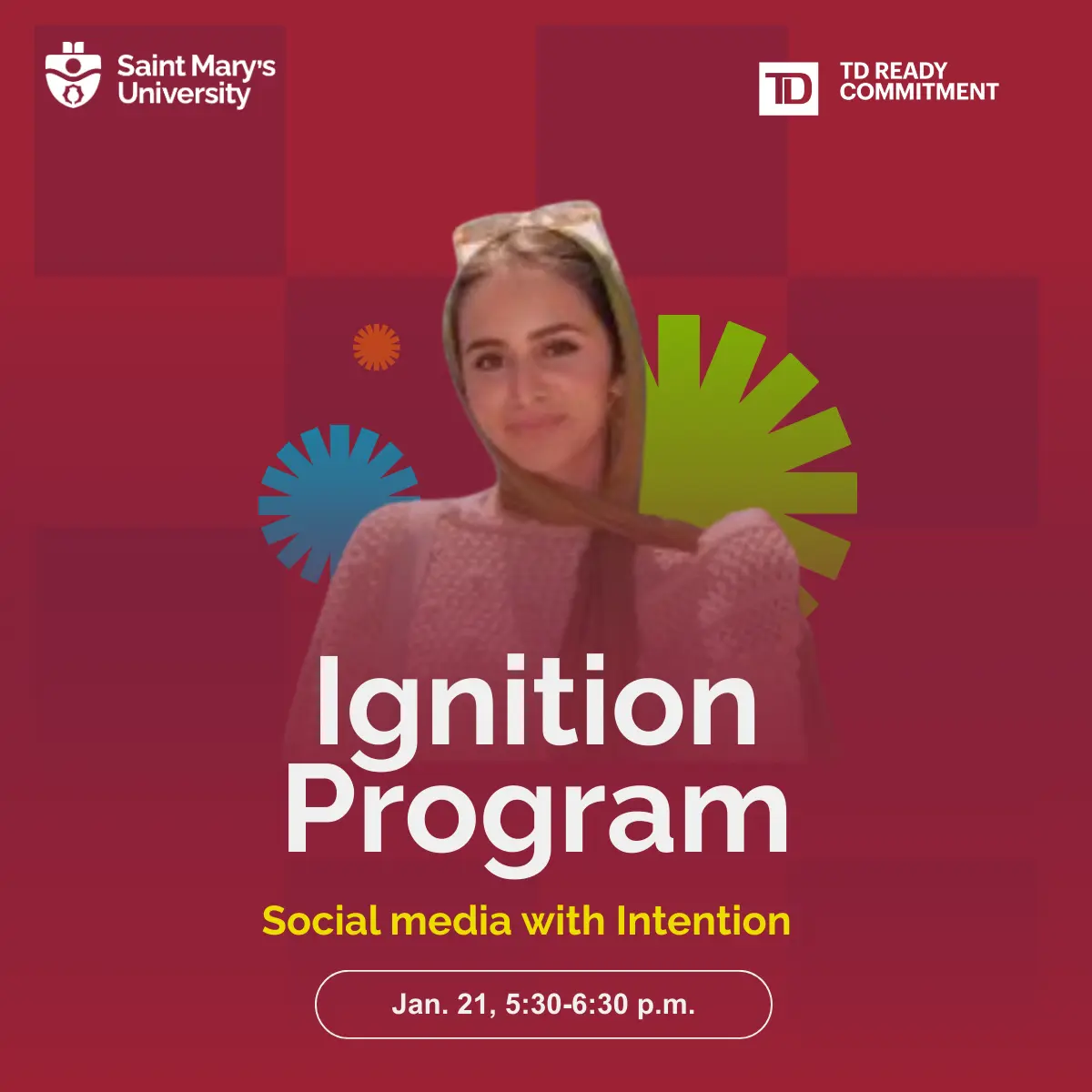 Saint Mary's Ignition Program event, social media focus.