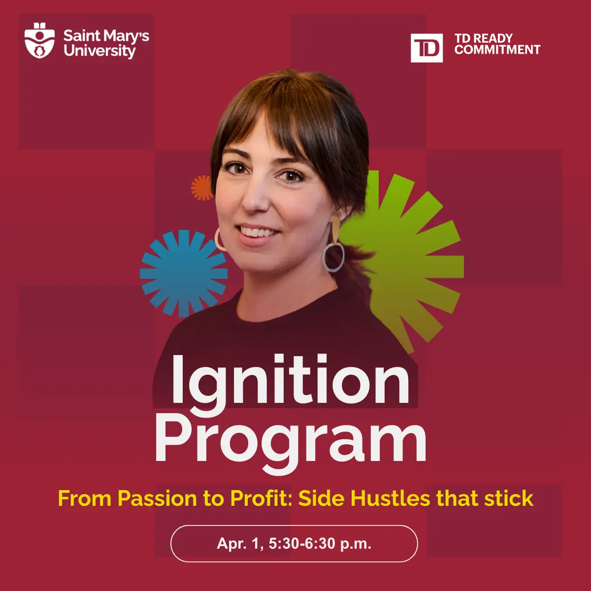 Woman promoting Ignition Program event.