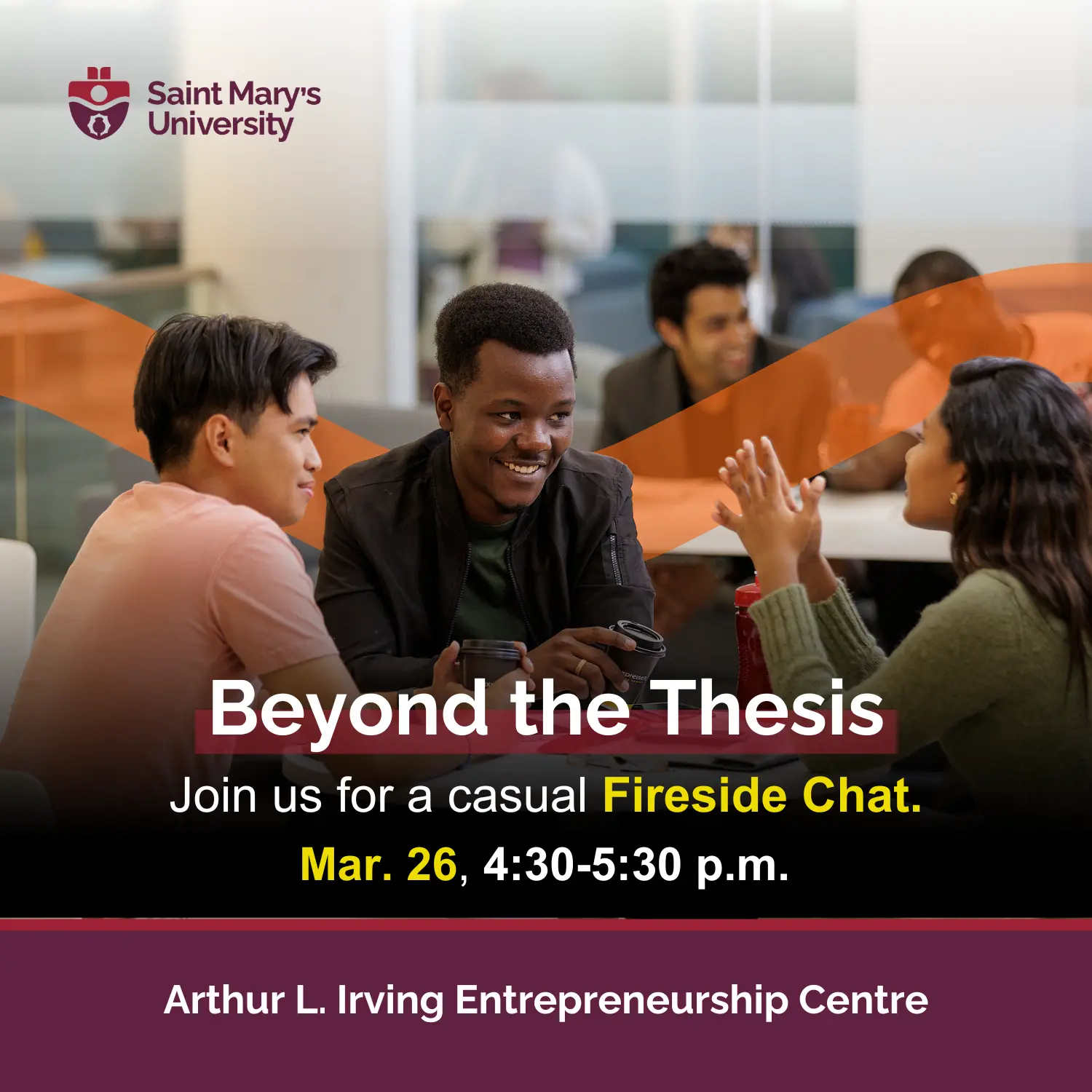 Students talking at a university event