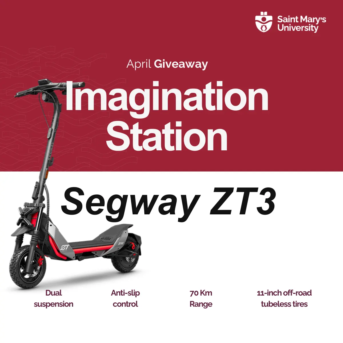 Segway ZT3 electric scooter giveaway poster.