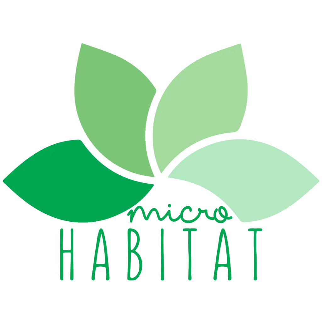 Micro Habitat logo with green leaves.