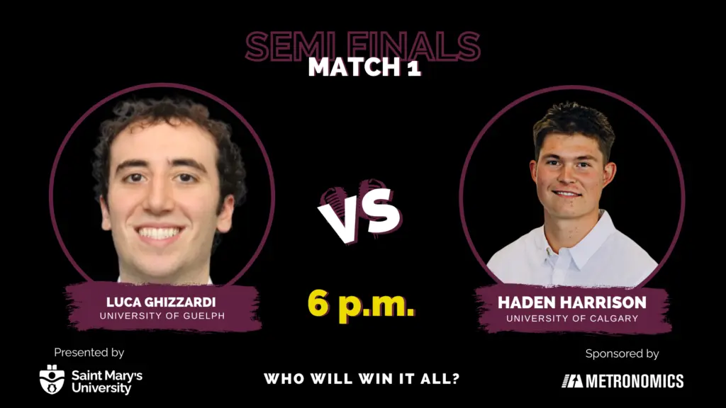 Two competitors in semi-finals match poster