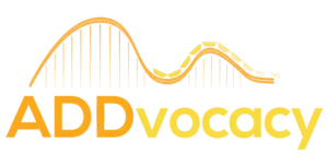 ADDvocacy logo with roller coaster design