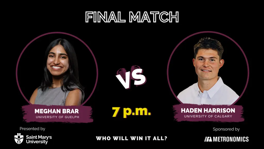 Final match between two university competitors.