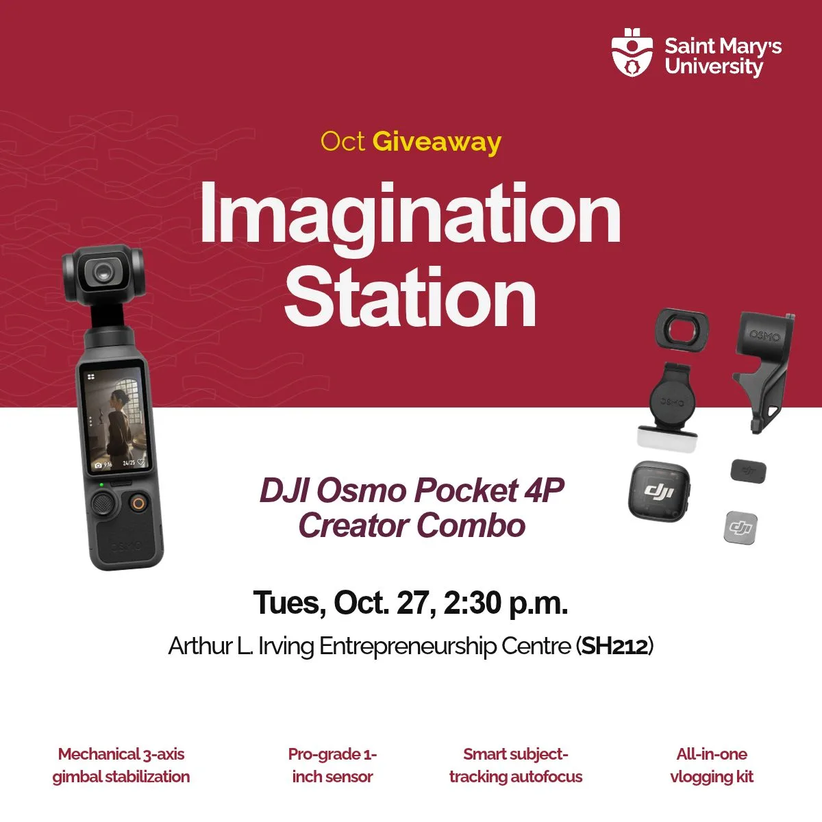 Saint Mary’s University DJI Osmo Pocket giveaway poster