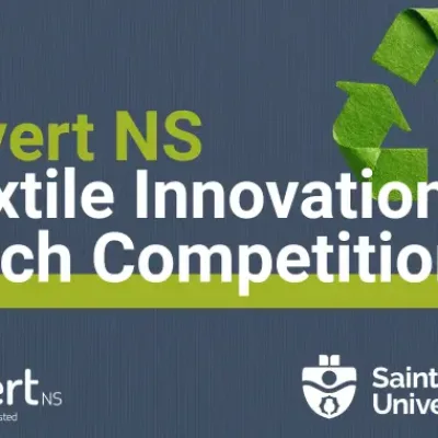 Textile Innovation Pitch Competition banner with logos.