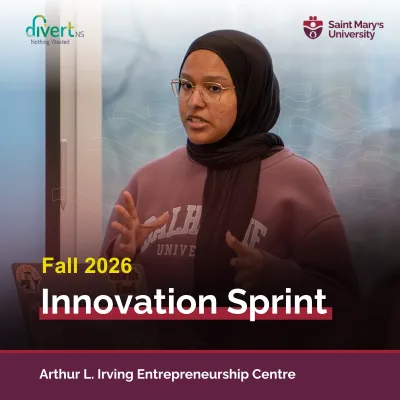 Student presents at Saint Mary's Innovation Sprint