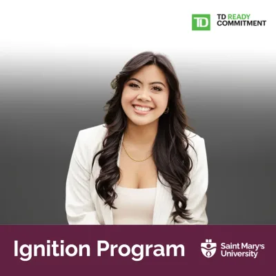 Smiling woman in Ignition Program promotion.